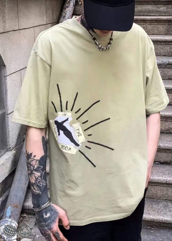 Cactus Jack T-Shirt   Genderful miteigi Unisex anywear Men’s Women’s Retro Washed Distressed Dyed Letter Printed Short Sleeves Oversized Tops 100% Cotton T-shirts for Men Women in trending light green Spring Summer woman man Plus size Casual fashion