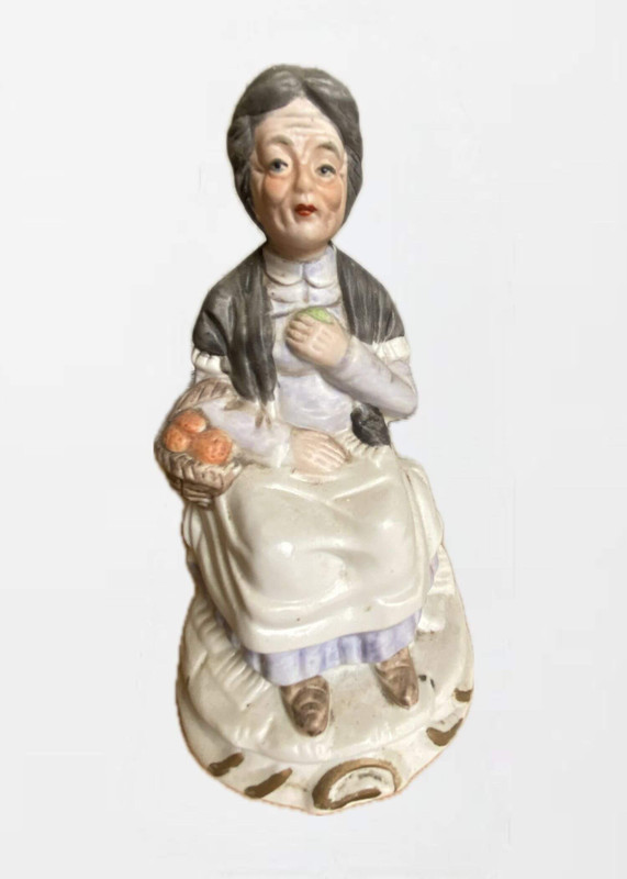 Bisque Porcelain Woman with Basket  Vintage Granny Figurine Made in Taiwan ceramic grandmother collection Elderly lady Grandma trending Collectors decorative objects home decor classic antiques