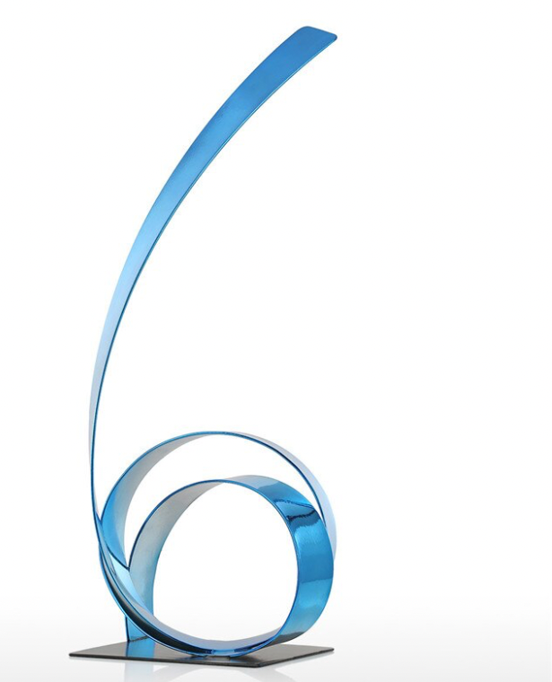 The Blue Rising Ribbon Metal Sculpture Iron Modern Sculpture Abstract Figurines Handicraft Statues for Decoration Ornament Trending