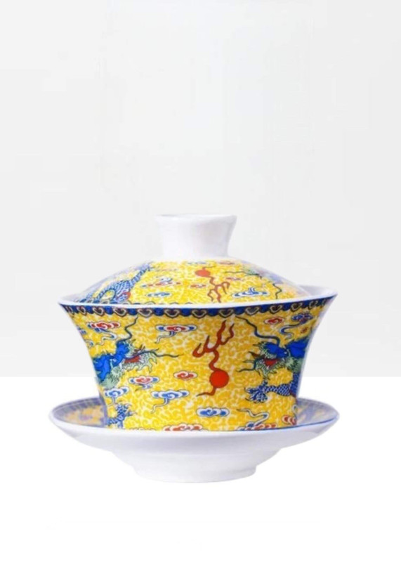 Japanese Porcelain Gaiwan Teacup yellow   Chinese Kungfu Gai Wan Teaset Cover Bowl Teas Jingde Town  Soup Tureen Shen Puer cups sets Ceramic Tea Cup