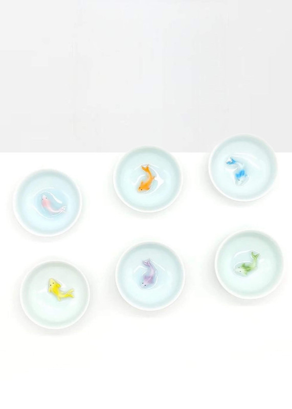 Celadon Carp Bone China Tea Cup 6-Piece Set   6pcs Colorful Porcelain Gaiwan White Japanese Water Bowl Clay Ceramic Te Cup Gai Wan bowls teacups cups in light blue
