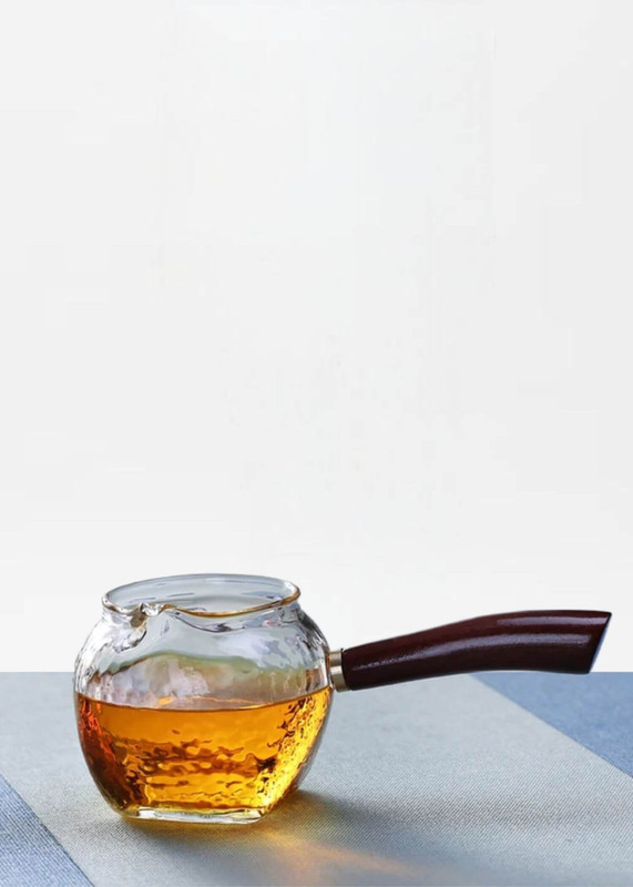 Side Handle Ripple Glaze Glass Teapot   Fair cup drain set Kung Fu water separation transparent rippled glazed heat-resistant tea pots