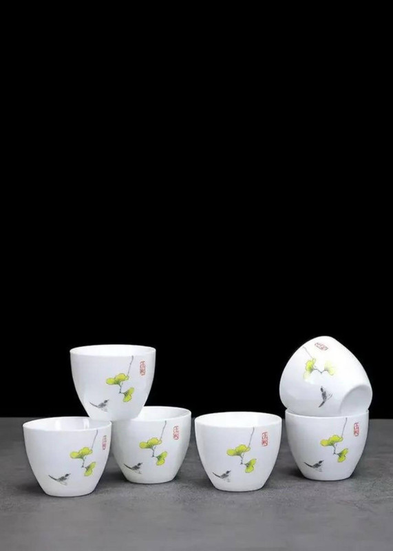 Japanese Ceramic Tea Cup 6-Piece Set spring Creative Egg Shaped 6pcs / Cups for Coffee and Tea Bowl Teacup Teacups Mugs Jingdezhen Mugs Puer Te