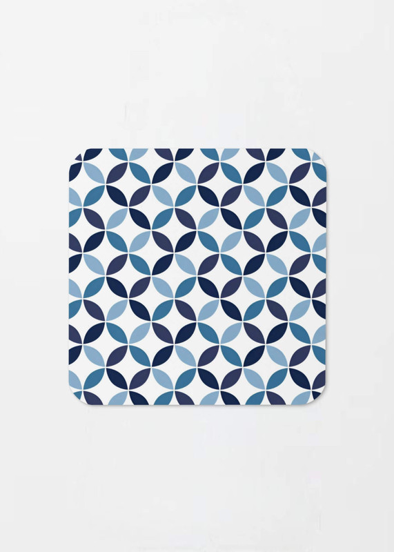 Cork-Back miteigi Supanova Coaster indigo Traditional Japanese circle pattern designed by miteigi drinks coasters in blue with white circles pattern