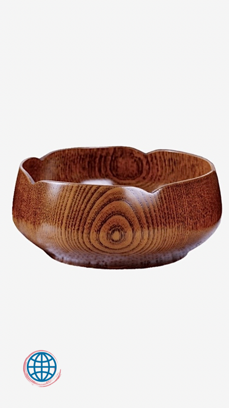 Japanese Jujube Wood Bowl Large Soup Bowl Household Thick Wood Bottom Base Lotus Shaped Japan Tableware Trending