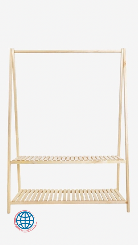 Bohemian Open-Stock Wardrobe Wooden 2 Layer Modern Design Dress Kids Room Robe Hooks Wood Wardrobes Clothes Storage Racks Trending
