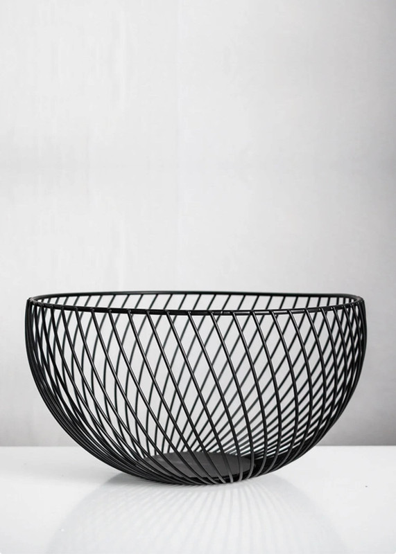Wire Fruit Basket  Metal Bowl Storage Stackable Serving Tray Platter Holders for Snack Vegetables Bread Organizers Baskets in Black