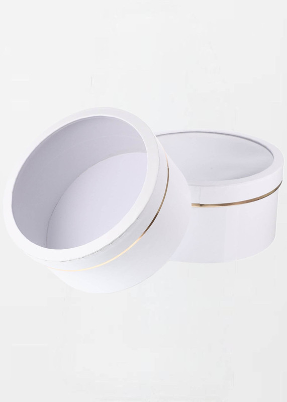 Flower Box with Window-Type Hole 2-Piece  2 Pcs Round Gift Package set Floral Boxes Fresh Flowers Roses for Arrangements Ladybug boxes sets in White Wedding favors gifts