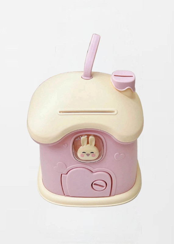 Bunny Piggy Bank Children’s kids House Coin Holder Money Banks Safe Box Rabbit Mysterious Box Cute Room Decor Cash Savings Bills Moneybox banks in pink