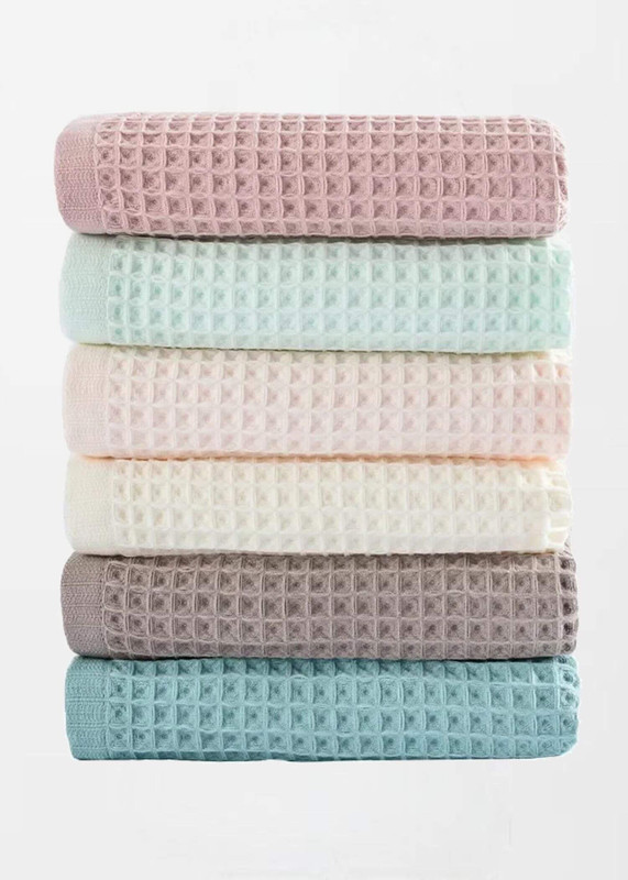 Bath Towel Pure Cotton Honeycomb Mesh  Adult Light Easy Drying Sports Travel 100% Cotton BathTowel Japanese Style Waffle Towels in white. light-, green, dusk pink