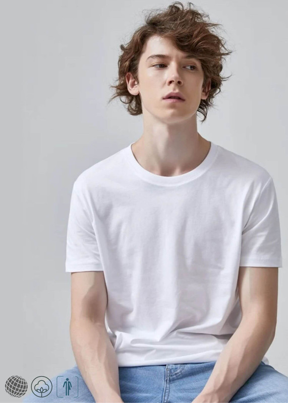 Pure Cotton T-Shirt white Genderful Unisex anywear Women’s Men's Short Sleeves Crewneck Perennial Casual Solid Color womens mens crew neck round Tops T-Shirts for petite-, tall-, plus-, size man woman in brilliant-white o-neck