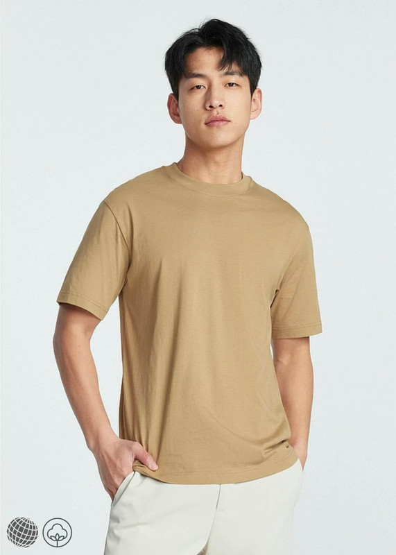 Classic Crewneck T-Shirt khaki  Men‘s Short Sleeves round crew neck 100% Cotton broadcloth Summer Fashion Comfort Tee Multi Color Tops O-neck T-shirts for man Mens petite-, tall-, plus-, size Meters bonwe Basic Solid Color High-Quality Brand