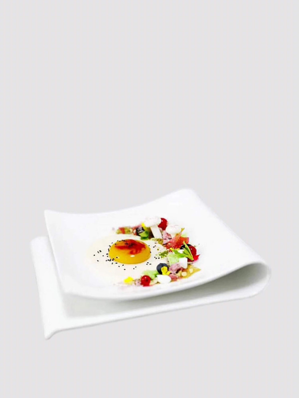 Creative Ceramic Dinner Plate  Dishes Dessert Tray Household Modern Irregular Folded Shaped Steak Hotel Restaurant Sushi Sashimi Plates in white