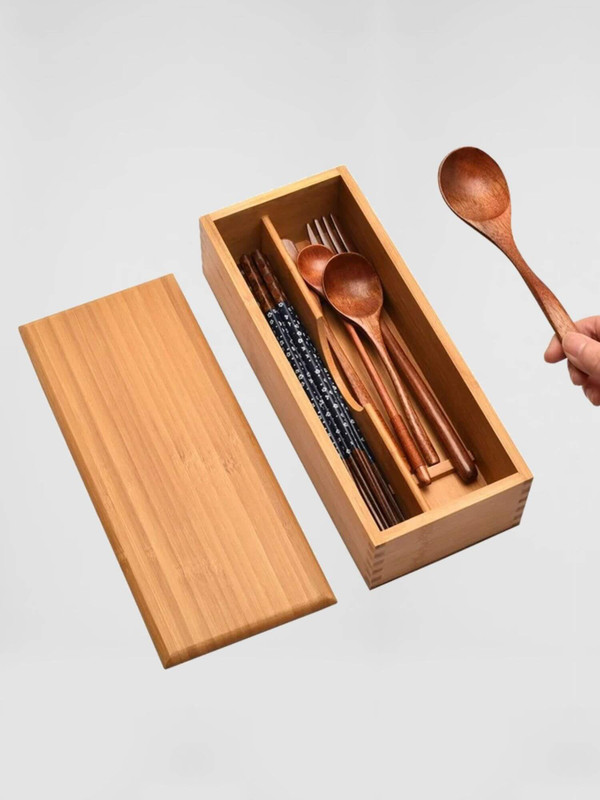 Japanese Flatware Box    Chopstick box with lid, hotel spoon, fork, cutlery storage boxes, kitchen supplies compartment baskets