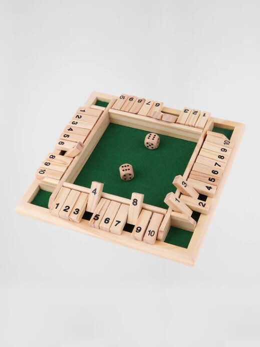 Shut The Box Board Game Set  Deluxe Four Sided 10 Numbers KTV Bar Cafe outdoor entertaining wooden games in green