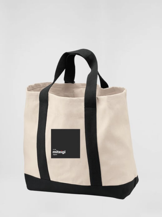 miteigi Logo Cotton Tote Bag     miteigi Logo Branded product item Beach travel vacation holiday getaway everyday use Fitness Sports Activewear by miteigi products brand items luggage baggage bags khaki black