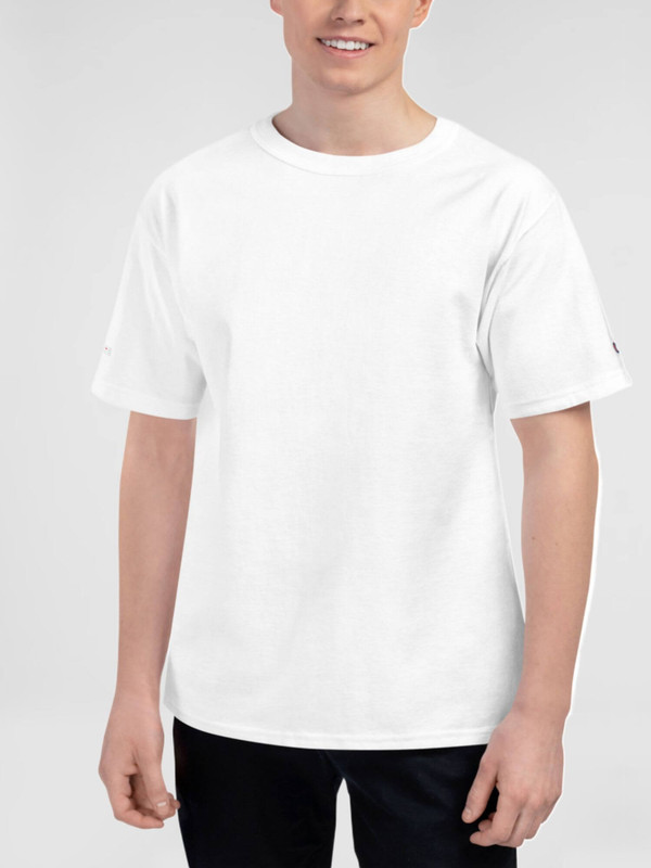 Champion X miteigi Script Logo Crewneck T-Shirt    Men's Short Sleeves TShirt Summer Pure Cotton round o-neck Casual branded Tees mens crew neck Tops tall-, plus-, size T-Shirts for man in white