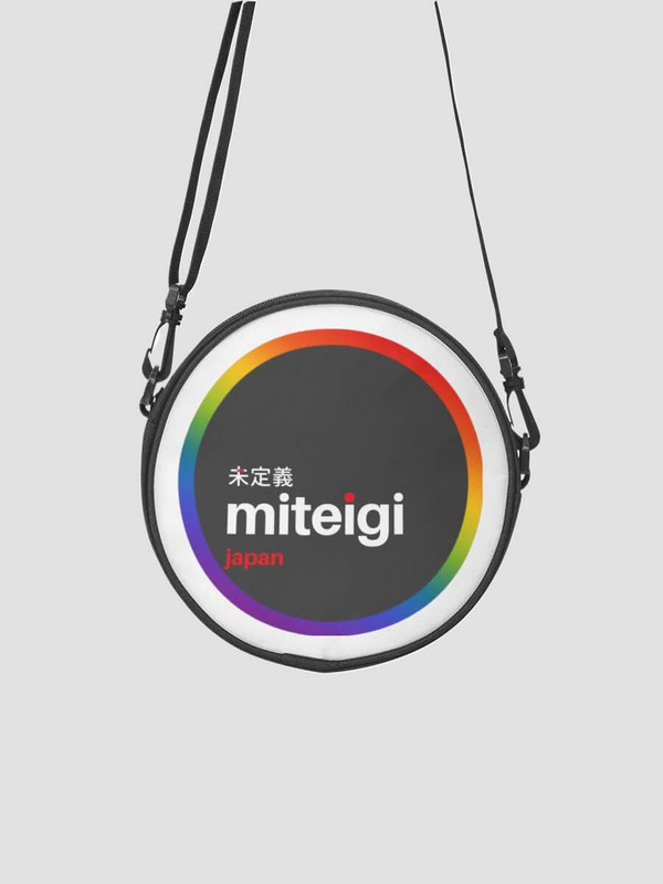 Vegan Leather Satchel Bag miteigi Logo      Unisex Men’s Women’s Classic Vintage PU vegan leather Belt Branded Print Chest Bags Hip Hop Streetwear for Man Woman in multicolor black