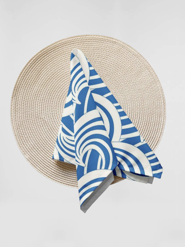 Japanese Waves Cloth Napkin 4-Piece Set  4pc Napkins Handkerchief Square Tea Towels Hand Sushi Home Lunch Serviette Japanese Souvenir Gift Wrapping Gifting Wrap Japan Traditional Cloth Deign DIY Craft Bento Bag Crafts Wrapper Souvenirs tableware linens Designs Light blue white Japanese wave patterns  Japanese Waves Cloth Napkin 4-Piece Set