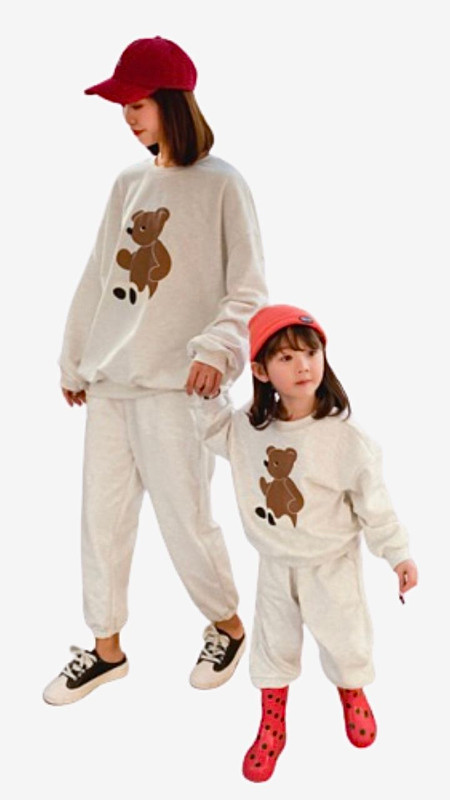 Sweatshirt + Sweatpants Match Parent-child Outfit Two-Piece Long Sleeve sweater Family Matching White Outfits Mommy and Me Clothes Matching Family Outfits Trending