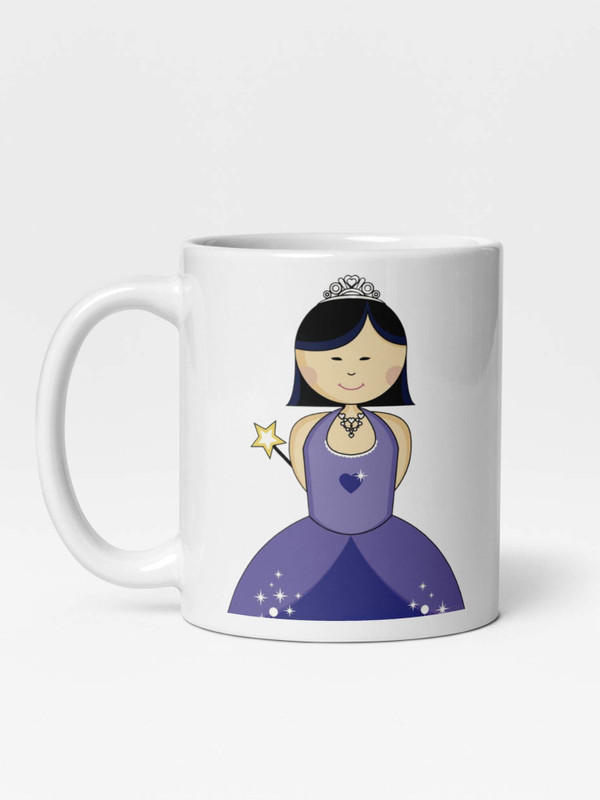 Glossy Asian Princess Mug                  Cartoon girls character drinks cup coffee, tea, juice, milk drinking cups miteigi branded product item tumblers ceramics in white with purple multicolor pattern Ceramic Anime Gifts mugs