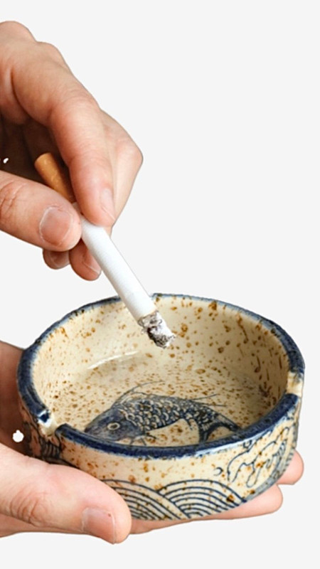 Ceramic Japanese Ashtray with optional cover Anti Fly Ash Anti Wind household ashtrays Trending
