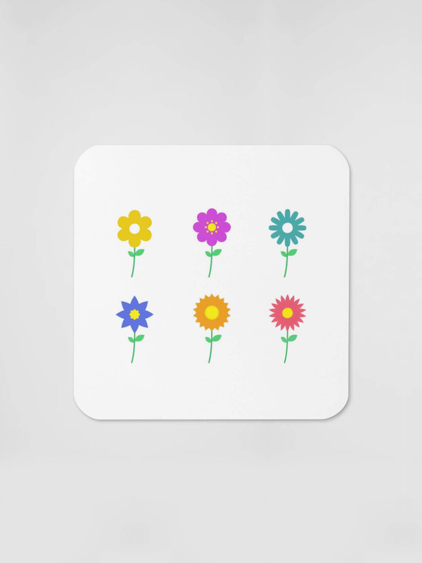 Floral Cork-Back Coaster   Flowers pattern designed by miteigi drinks coasters in white with multicolor design pattern Holiday Christmas season gifts  outdoor entertaining accessory Entertainment accessories gifting
