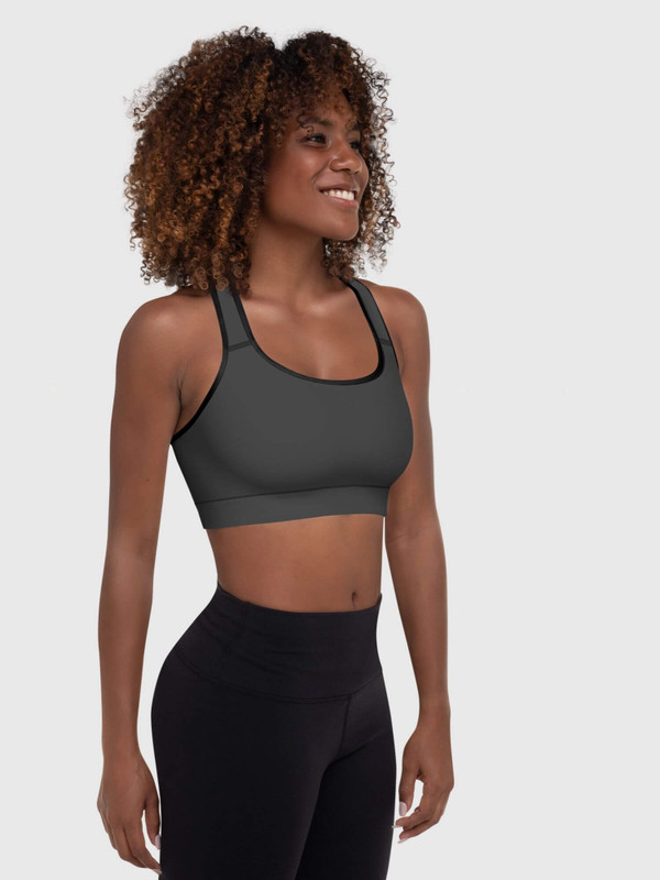 Padded Sports Bra miteigi Script Logo      Women’s MiteigiYūki sports gym fitness tank straps scoopneck running bras for woman in black with platinum red Japanese letter on back women’s yoga jogging sportswear scoop neck underwear petite-, tall-, plus-, size intimates