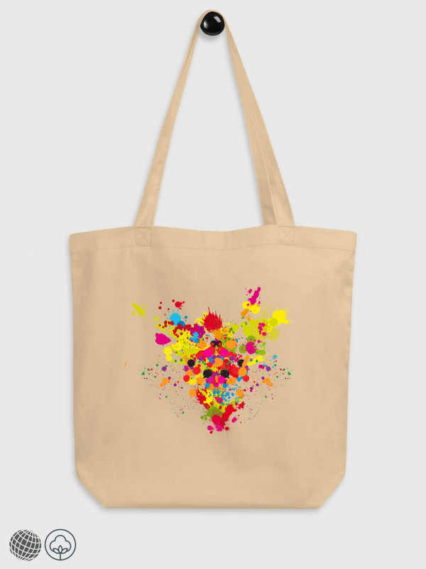 Linen-Cotton Tote Bag         Floral Eco 100% Organic cotton Everyday use bags eco-friendly certified products brand items luggage Shopping baggage In Khaki beige with multicolor flowers in abstract painted design