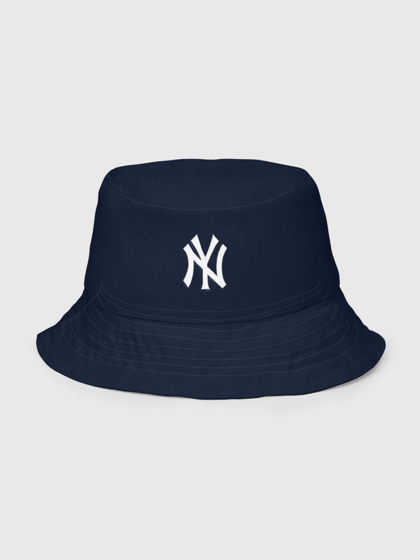 New York Yankees Reversible Bucket Hat     Genderful Women’s Men’s Unisex anywear United States of america Baseball sports summer festival hats for woman man in dark blue with white NY logo pattern Mens womens American sportswear city fans grunge y2k indie USA Headwear