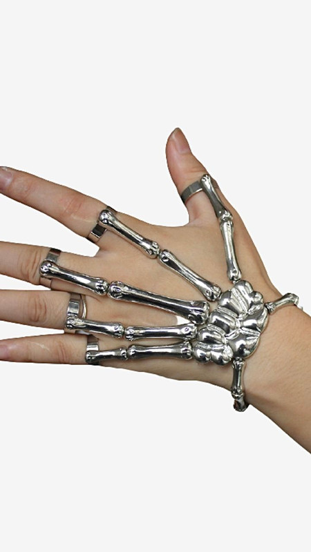 Steam Punk Skull Skeleton Hand Bracelet For Men Gothic Elasticity Adjustable Couple Women Bangles Jewelry Charm Bracelets Trending