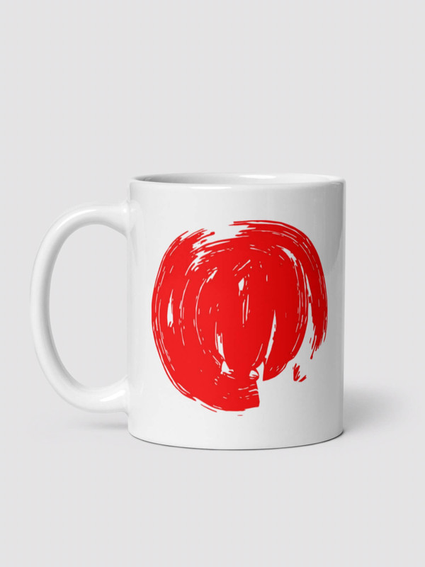Japanese Sun Mug     Sun drawing ceramic drinks cup coffee, tea, juice, milk drinking cups in white with red design collections Japan nippon JPN Nihon Japan souvenirs collectors ceramics mugs