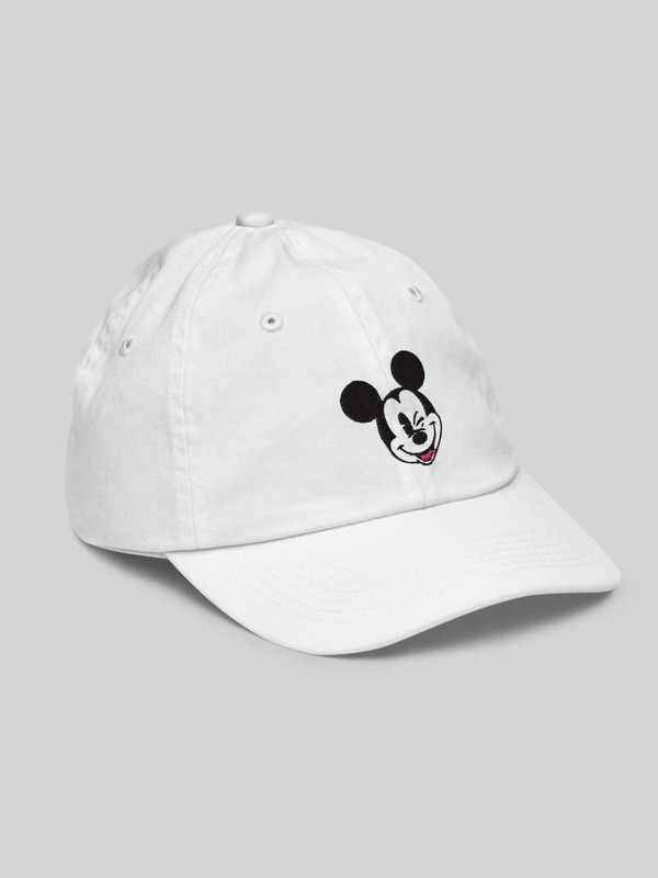 Kids Mickey Baseball Hat   Genderful unisex anywear boys girls Disney Mouse winking face profile 100% cotton embroidered caps in white with cartoon design Boy Girl Low profile embroidery valucap hats