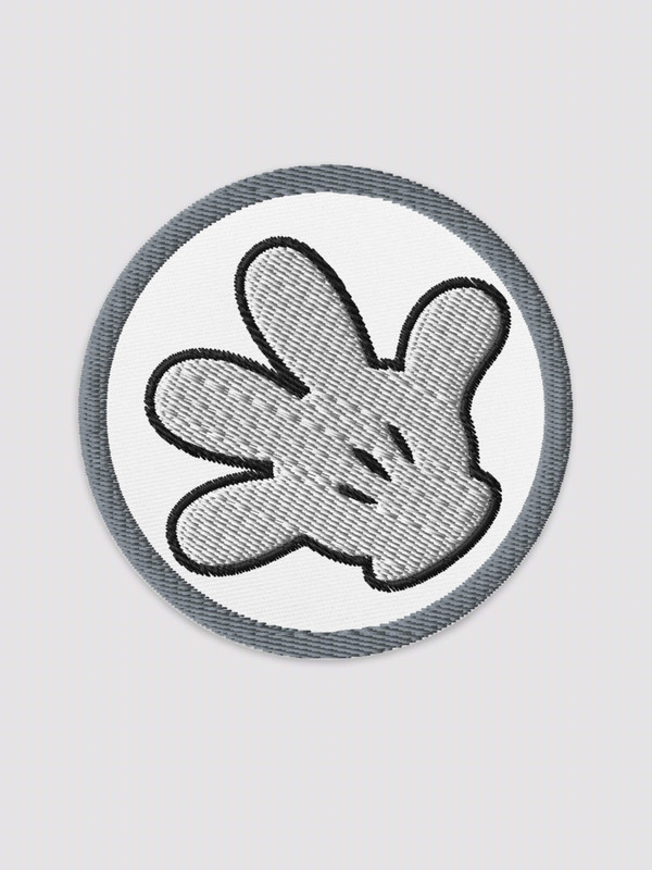 Embroidered Glove Patch   Genderful unisex anywear circular Disney Mickey Minnie Mouse gloves in white with gray black  patches