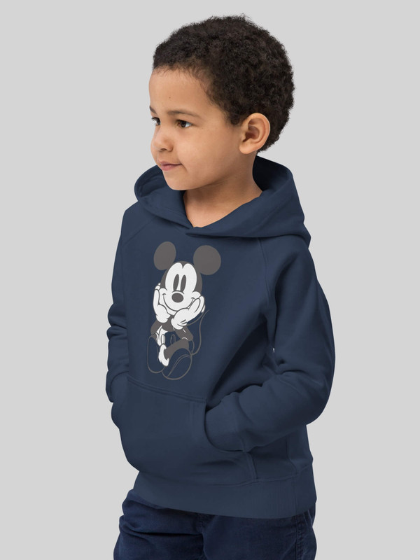 Kids Eco Hoodie   Genderful Boys long sleeves organic cotton-blend kanga pouch pocket lined hooded collar Sweatshirt Children’s unisex hooded recycled polyester anywear sweatshirts for boy In Navy blue