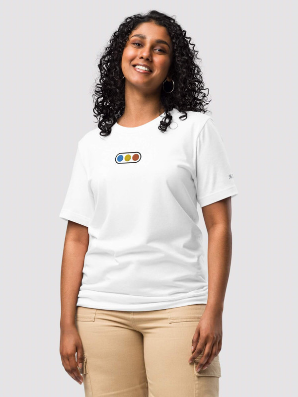 100% Cotton Graphic Crewneck T-Shirt      Genderful Unisex Anywear Women’s Summer Tees Japanese traffic light, round crewneck O-neck streetwear tops  short sleeves petite-, tall-, plus-, size crew neck fashion T-shirts for Woman in white with blue yellow red black Womens Japan y2k styles