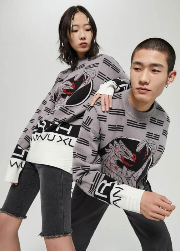 Jacquard Sweater    Genderful Men’s Women’s round O-neck collar couples crewneck long sleeves brocade pullovers for man woman in dusk gray unisex Mens Womens Warm spring autumn fall winter loose fit cartoon graphic Meters bonwe anywear petite-, tall-, plus-, size crew neck sweaters in grey