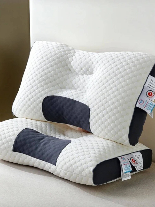 Massage Neck Pillow   The concave convex design of the human body helps massage the neck, and the fiber massaging pillows inserts helps with sleep Bedroom accessory Home decor Cervical orthopedic bedding accessories in white