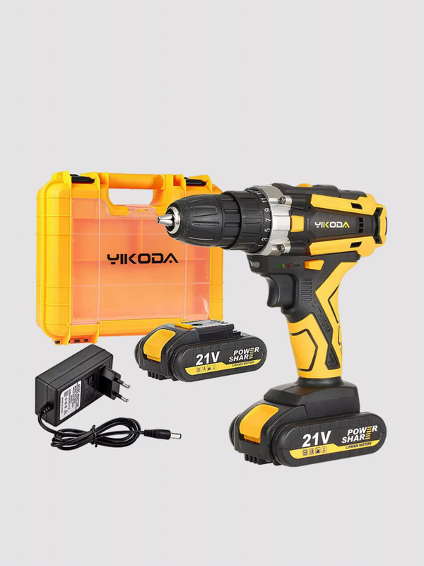 Rechargeable Cordless Drill       YIKODA 12/16.8/21V electric screwdriver lithium battery household multi-function 2 speed home power tools drills