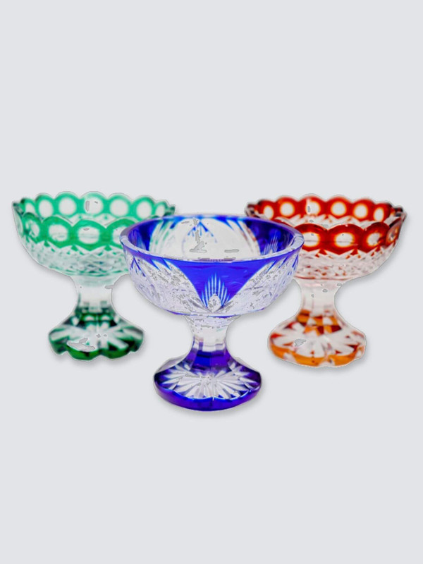 Luxury Crystal Glass Edo Kiriko Cocktail Cup   Japanese Hand Cut to Wine Goblet dessert glasses bar dinner glassware in blue, green, red