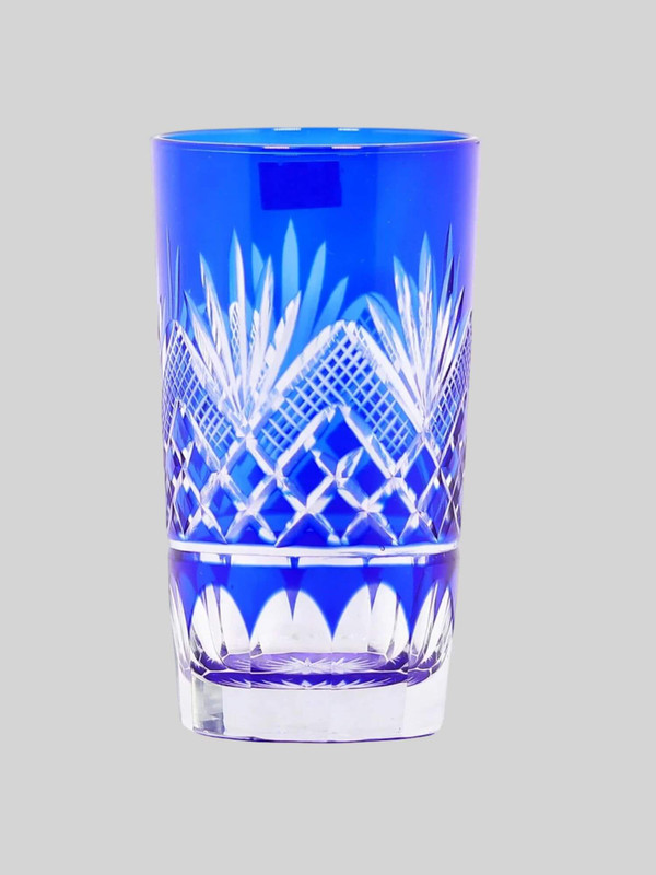Edo Kiriko Bohemian Crystal Glass     Czech handmade high quality hand cut to clear blue whisky bar drinkware Handmade Czechoslovakia Whiskey glasses Czechoslovakian wine glassware