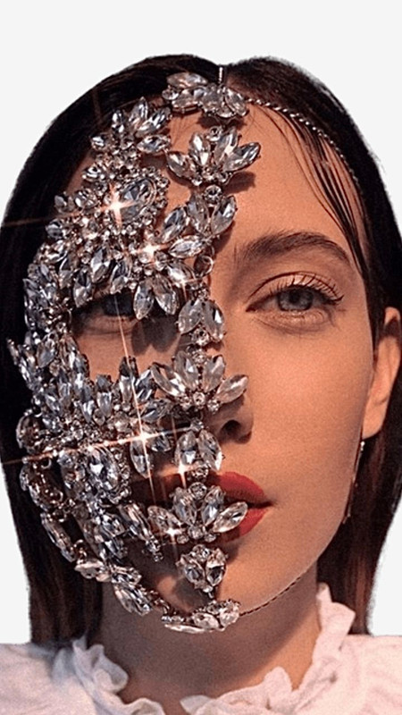 Womens Fashion Half Face Mask Rhinestone Jewelry for Women Bling Silver Color Leaf Facemask Crystal Dance Jewelry Woman Jewellery Trending