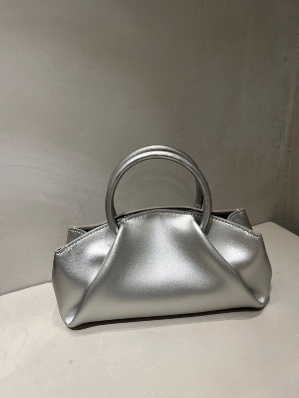 Folds Cloud Bag silver   Women’s ring handle interior slot pocket handbags for woman artisan Womens handbag bags