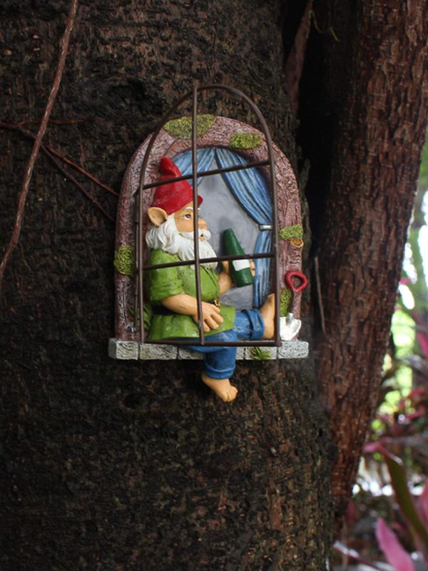 Resting Gnome  Sleeping dwarf  1 piece of resin handicraft, outdoor garden courtyard tree decoration, home and living room wall decorations, holiday fairy tale gnomes decorative objects dwarfs