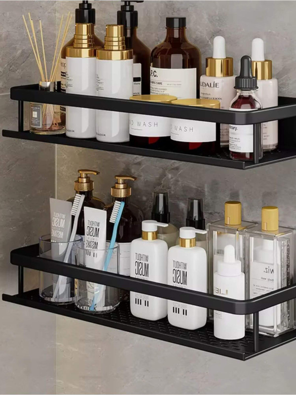 Multifunctional Metal Rack  Bathroom sundries supplies Aluminum stainless steel storage hook shelf accessory wall mounted shelves towel bar bathrooms items organizers racks home decoration furniture accessories in black