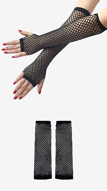 Womens Ladies Fishnet Mesh Fingerless Long Glove Mitt Sexy Arm Cover Accessories For Batcave Gothic Punk Rock Lolita Stage Woman Costume Women Fingerless Gloves Trending in Black