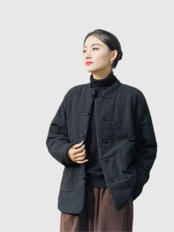 Tang Jacket   Women’s chinese retro thickened women's loose winter tangsuits for woman in black outwear button up ethnic style cotton jackets plus-, tall-, size retro cotton coats womens outerwear