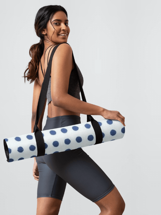 Traditional Japanese Pattern Yoga Mat    miteigi Logo branded product item products brand items miteigiyūki sports fitness yoga mats White with blue dots multicolor mameshibori design sport gear equipment