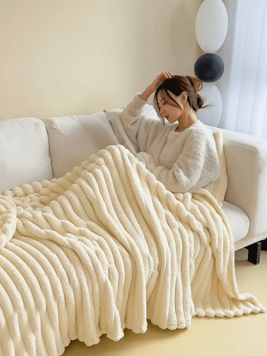 Striped Throw Blanket    American style Single Double King Queen size Home coral fleece throw for sofa couch, fuzzy Blankets for all season, Shaggy bed linen Gifts in Blue, White, Wine Red, Chocolate brown, Gray, Camel beige