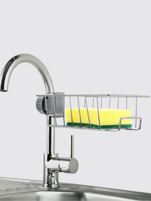 Stainless Steel Faucet Holder   Over-faucet Kitchen sink detachable hanging sponge drain racks utility organizers #JT166 in silver color